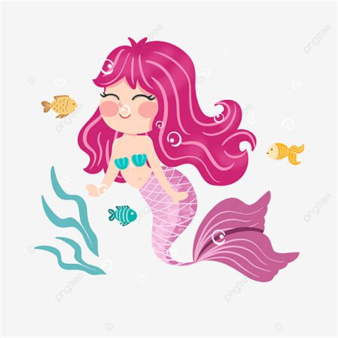 Hand Drawn Illustration Png Picture Hand Drawn Cartoon Mermaid Bubble Illustration Mermaid