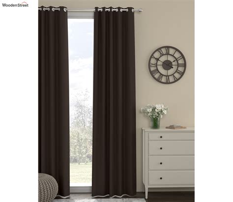 Buy Solid Polyester Blackout Long Door Curtain Set Of Feet Dark