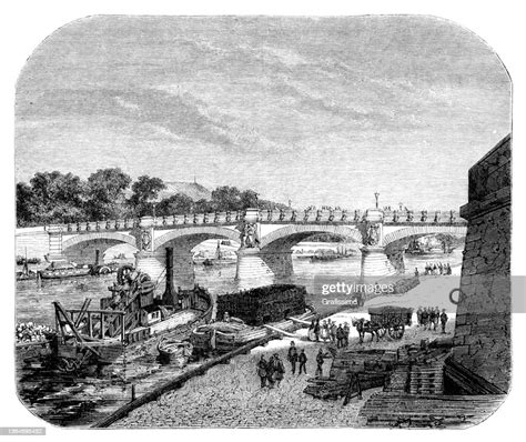 Pont Des Invalides Bridge In Paris 1856 Drawing High-Res Vector Graphic ...