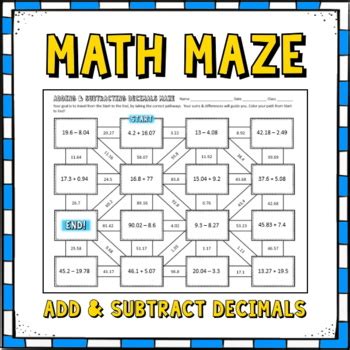 Adding And Subtracting Decimals Math Maze By Mathematic Fanatic TpT