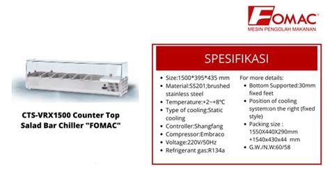 Jual Showcase Salad Fomac Cts Vrx Counter Top Lemari Pendingin