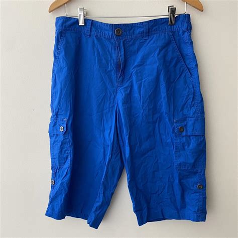 Sick Blue Cargo Shorts Knee Length With Lots Of Pockets Depop