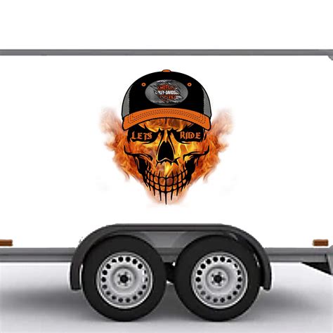 Harley Davidson Flaming Skull Decal Sticker — Custom T Shirts Decals Stickers Signs And Banners