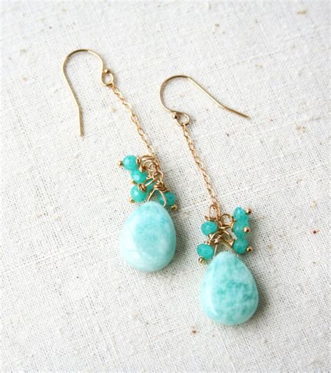 Pastel Earrings Seafoam Green Amazonite Earrings Gemstone Etsy