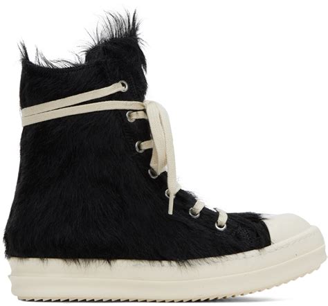 Rick Owens Black Fur Sneakers Rick Owens