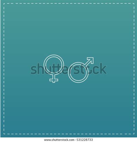 Sex Symbol White Outline Simple Pictogram Stock Illustration