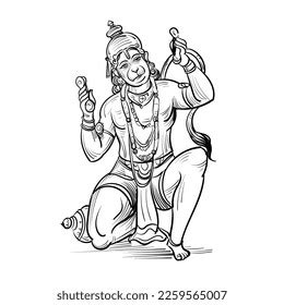 Lord Hanuman Line Art Vector Illustration Stock Vector (Royalty Free) 2259565007 | Shutterstock