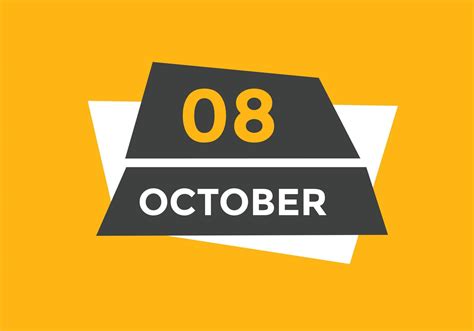 October 8 Calendar Reminder 8th October Daily Calendar Icon Template