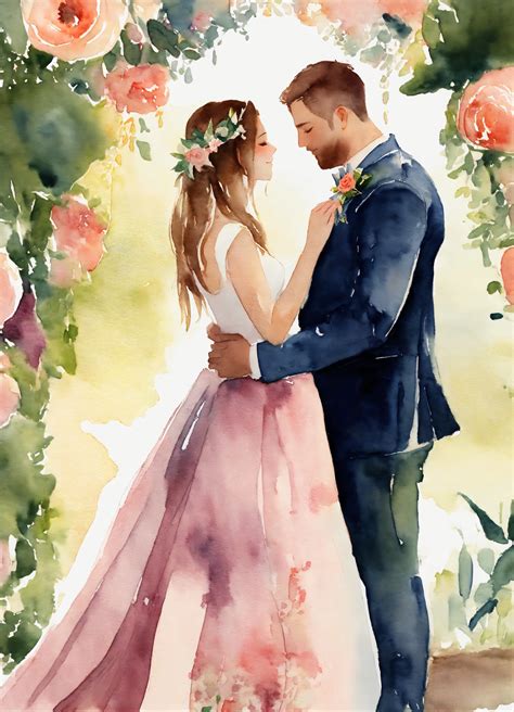 Lexica Wedding Day Romantic Watercolor Style