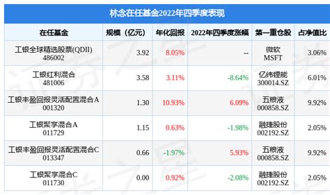 林念2022年四季度表现，工银丰盈回报灵活配置混合a基金季度涨幅609数据收益率整理