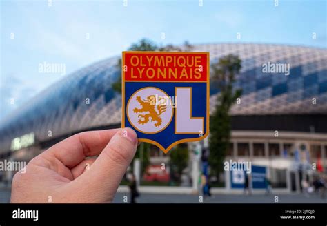 September 12, 2021, Lyon, France. The emblem of the football club ...