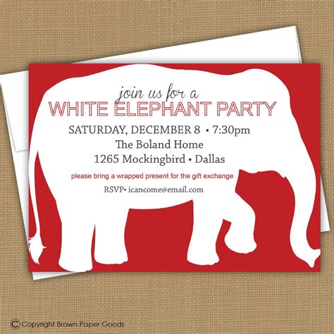 White Elephant Party Invitation Template