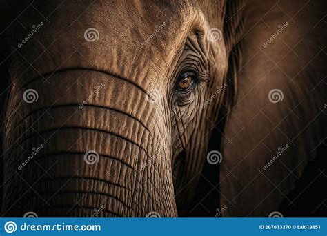 African Elephant Portrait with Long Ears, in Natural Habitat Stock ...