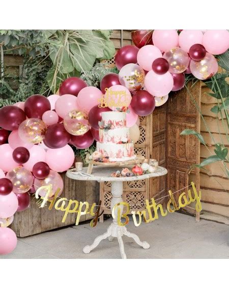 Burgundy Pink Balloon Garland Kit Birthday Party Decorations Gold Happy