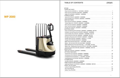 Crown Pallet WP 2000 Parts Service Manual PDF