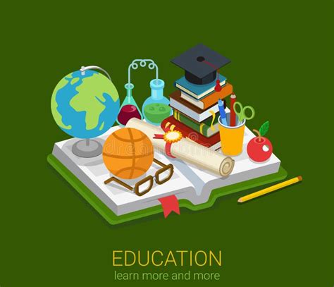 Flat D Isometric Education Infographic Concept Stock Illustration