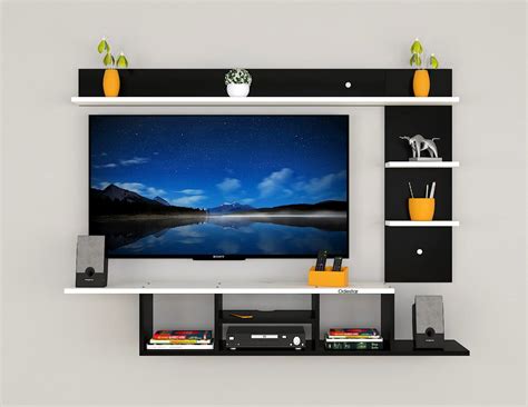 Odestar Eleanora Engineered Wood Wall Mount Tv Entertainment Unitwith Set Top Box Stand Black