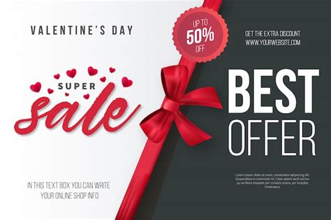 Free Vector Valentine S Day Super Sale With Realistic Ribbon