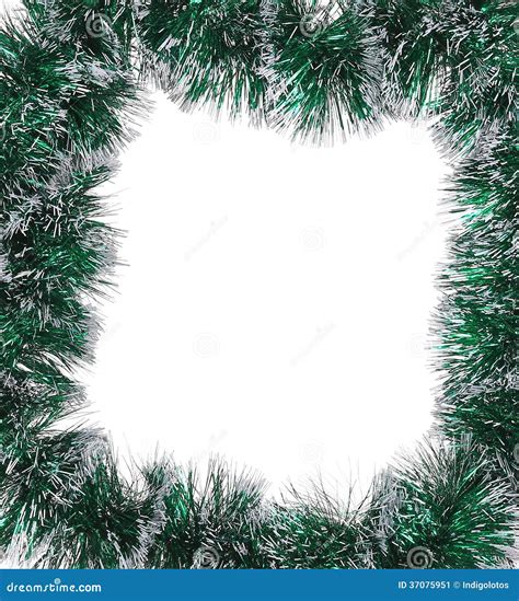 Christmas Green Tinsel As Frame Stock Image Image Of Bright