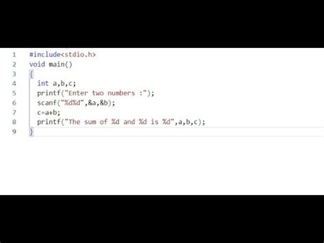 Add Of Two Numbers In C Language Sum Of Two Numbers In C Language