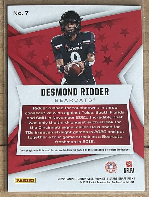 Panini Chronicles Draft Picks Rookies Stars Desmond Ridder