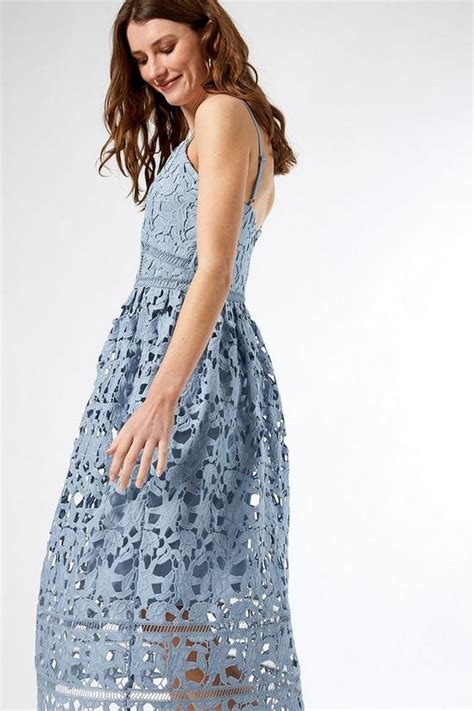 Dresses Blue Crochet Lace Midi Dress Dorothy Perkins