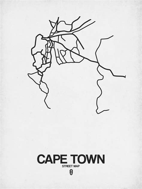 Cape Town Street Map White By Naxart Studio Paper Print Custom