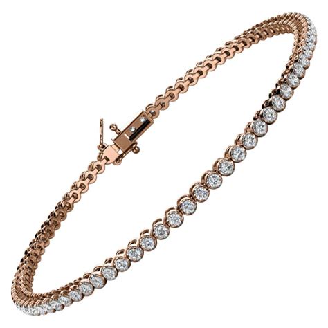 14 Karat Rose Gold Four Prongs Diamond Tennis Bracelet 1 Carat For