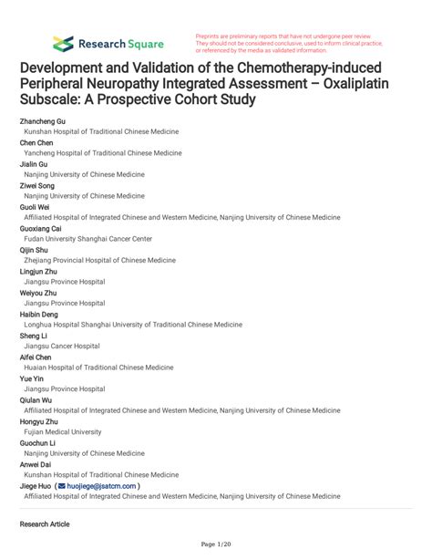 Pdf Development And Validation Of The Chemotherapy Induced Peripheral