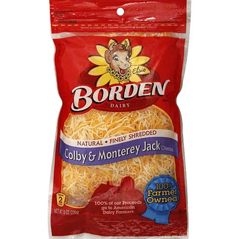 Borden Finely Shredded Colby Monterey Jack Cheese 8 Oz Bag