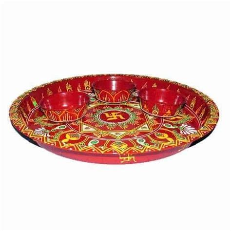 Acrylic Traditional Conwork Puja Thali For Worship At Best Price In Rajkot