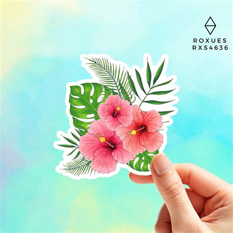 Hibiscus Flower Sticker Water Bottle Sticker Macbook Sticker Flower