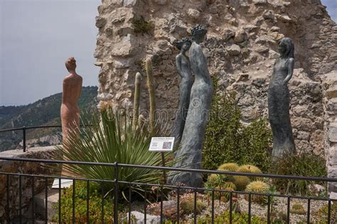 Eze France June The Exotic Garden Of Eze With Statues Of