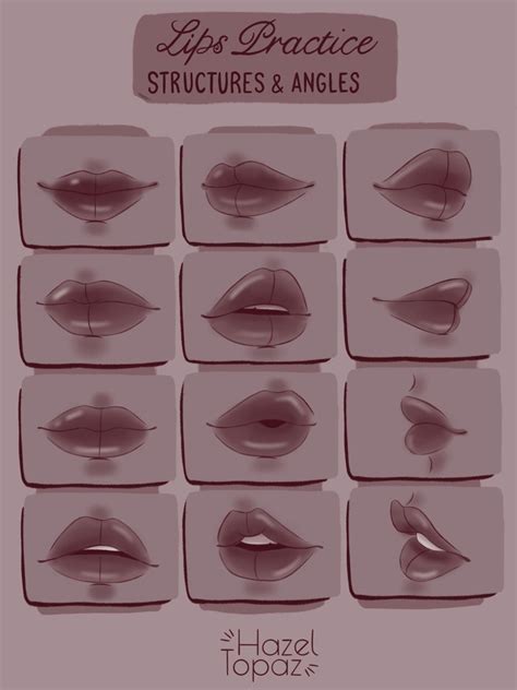 Lips Drawing References Practice Differents Angles Lips Drawing