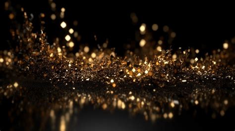 Black Background Filled With Light Gold Sparks D Rendering Gold