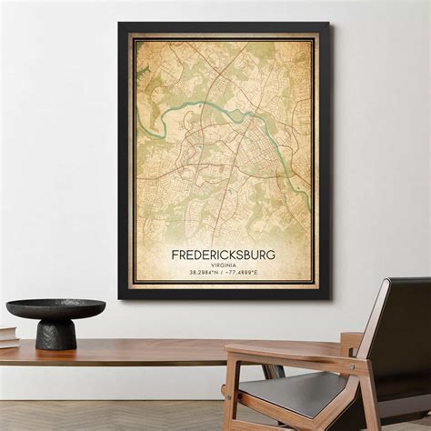 Vintage Fredericksburg Virginia Map Poster Modern Home Decor Wall Art Print Custom Maps And Posters