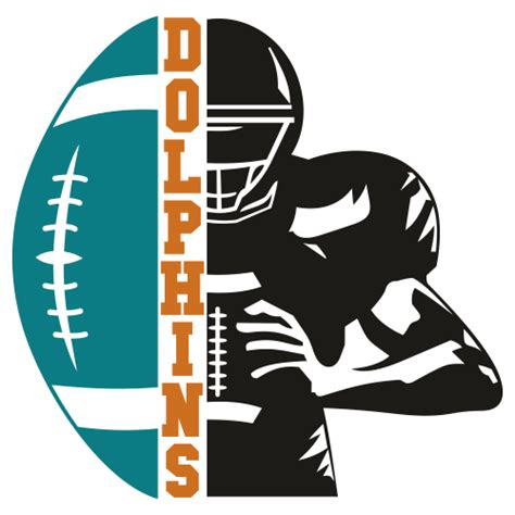 Miami Dolphins Distressed Football Half Player SVG | Dolphins Distressed Football Player vector ...