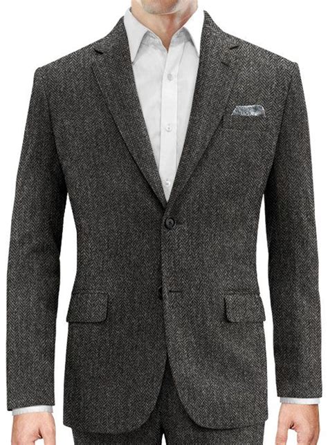 Studiosuits Harris Tweed Dark Gray Herringbone Jacket Charcoal Tweed