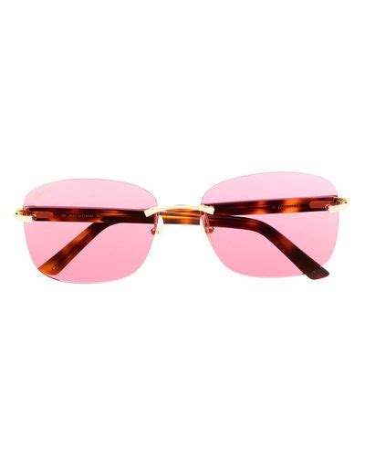 Cartier C Décor Rimless Rectangular Frame Sunglasses In Pink For Men Lyst