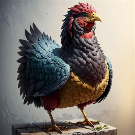 Premium Ai Image Cute Colourful Chicken Generative Ai