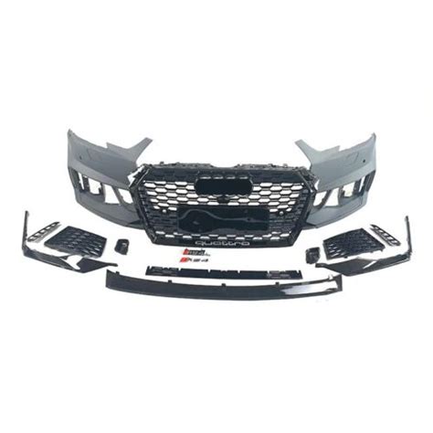 Rs4 Style Aftermarket Front Bumper Kit With Grille Fits Audi A4s4