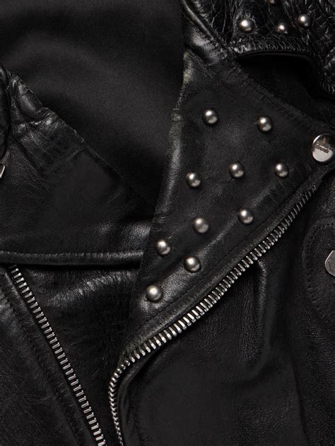 Enfants Riches Déprimés Distressed Embellished Leather Biker Jacket