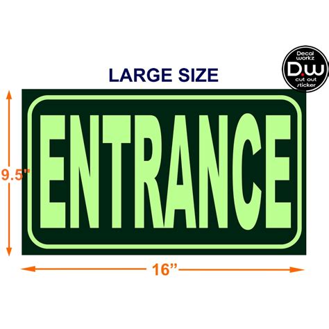 Fire Exit Entrance Sign Luminous Glow In The Dark Cut Out Sticker In