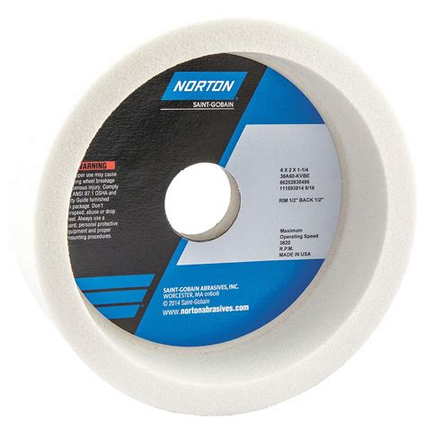 NORTON Type 6 Aluminum Oxide Straight Cup Grinding Wheel 6 In 2 In