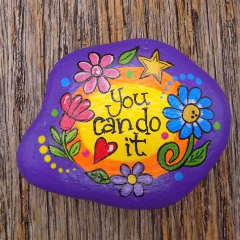 You Can Do It Hand Painted Rock Decorative Accent Stone Etsy Diy