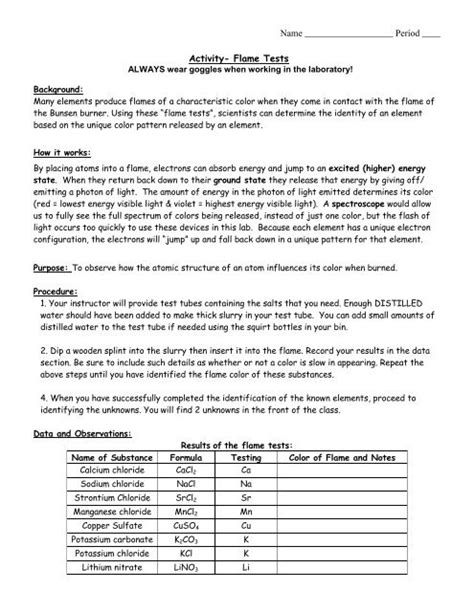 Lab Flame Tests