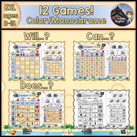 Battles with Pirates Editable English Grammar Review ESL EFL Speaking