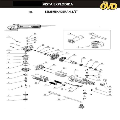 VISTA EXPLODIDA PEÇAS P ESMERILHADEIRA VONDER EAV754 110V 220V