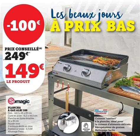 Promo Somagic plancha à gaz albi 100 chez Hyper U