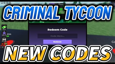 WORKING CODES Criminal Tycoon New Codes For September 2024 YouTube